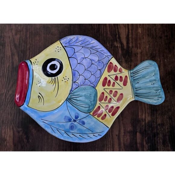 Vintage Italian Vietri Desuir Hand-Painted Ceramic WALL PLAQUE 3D - Picture 2 of 7